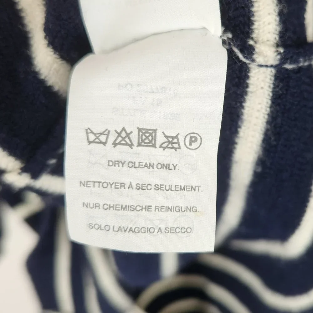 J. Crew 100% Merino Wool Navy White Stripes Embellished Crewneck Sweater sz XS